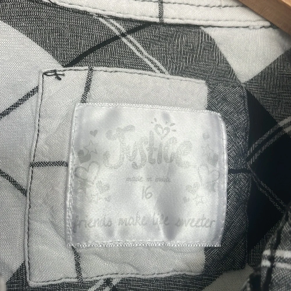 Justice Black Plaid Shirt Sz 16